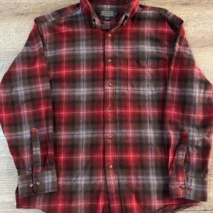 Pendleton Men's Red and Black Plaid Button Down Shirt